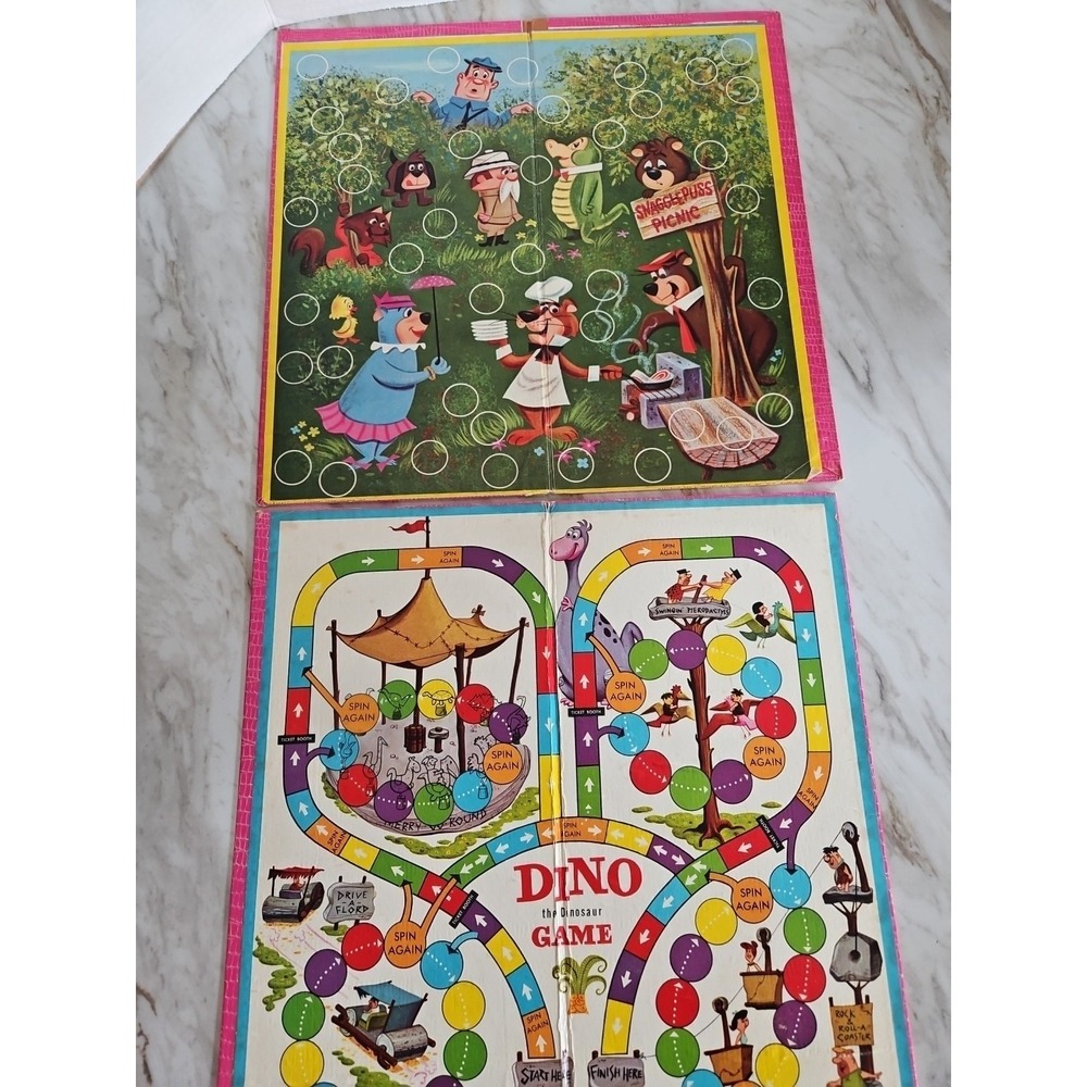 Vtg 1961 Hanna Barbera Snagglepuss & Flintstones Dino Playing Boards Only